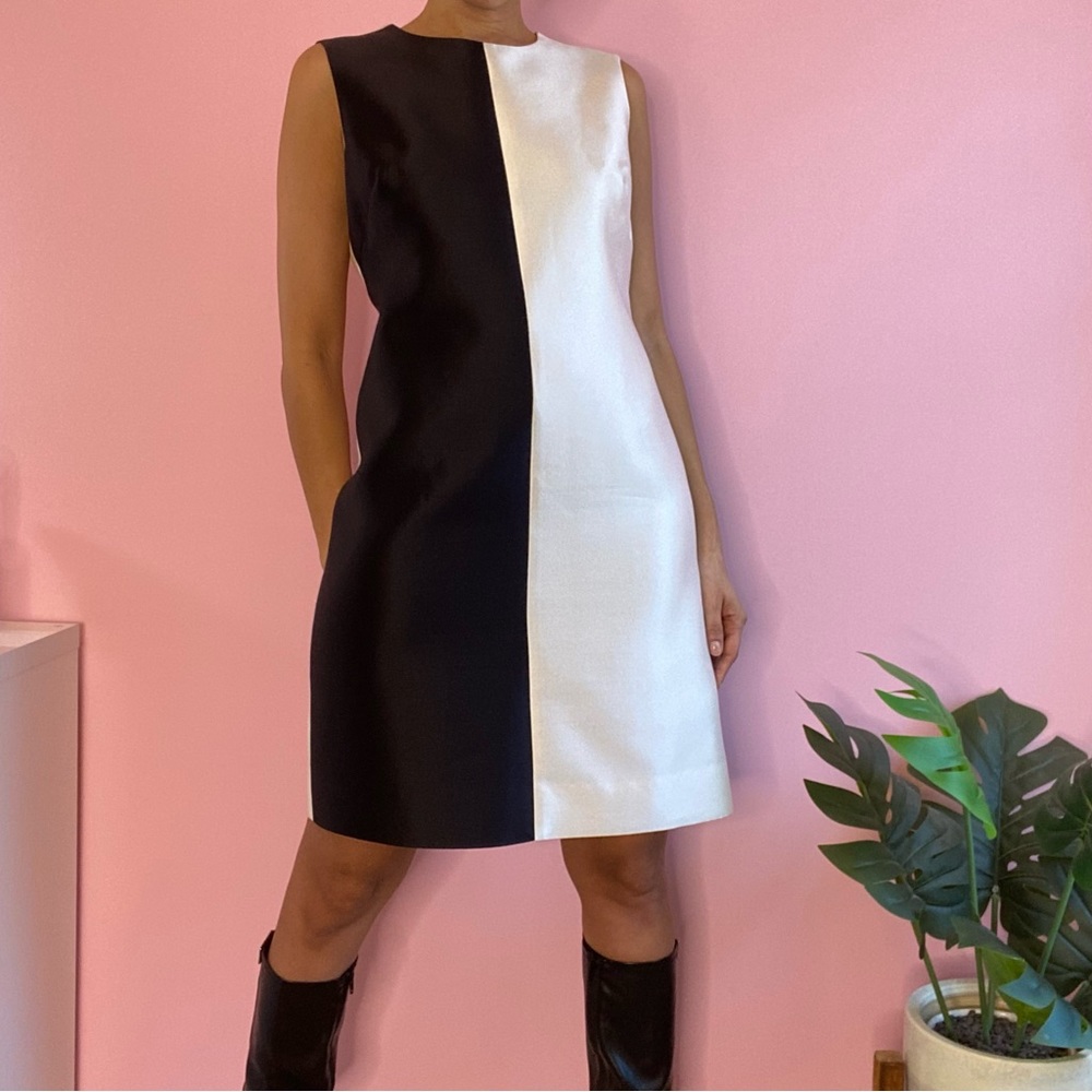 Teri Jon by Rickie Freeman Silk Colorblock Sheath Dress, 6 - Picture 1 of 10